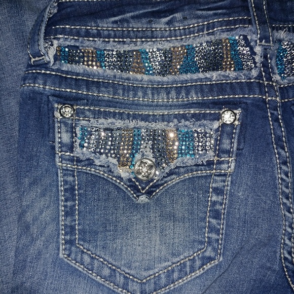 Miss Me | Y2k Bling Rhinestone Bootcut Denim Blue Jeans W28 5/6 *Flaw* - Picture 4 of 8